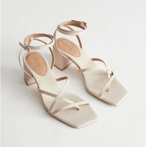 & Other Stories - Cream Strappy Leather Heeled Sandals - Sz 37